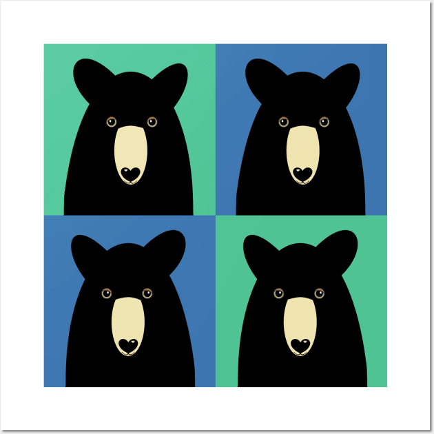 BLACK BEAR ON GREEN AND BLUE Wall Art by JeanGregoryEvans1